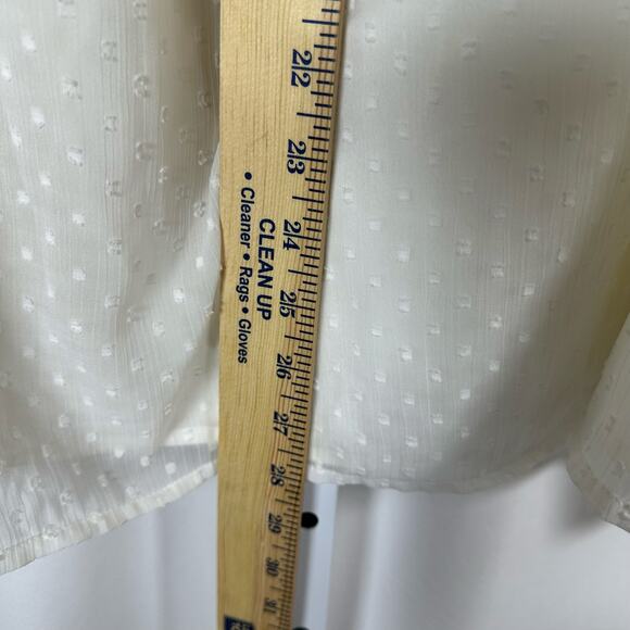 Loft Plus Cream Swiss Dot Sheer Lined Blouse 26W Peasant Boho‎ Cottage Preppy - Picture 8 of 8
